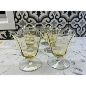 Rare Vintage Fosteria Topaz Oyster or Fruit Cocktail Cups Glasses Set of 6
